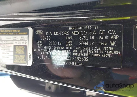 2020 Kia Forte Fe from USA, damaged, VIN 3KPF24AD5LE192539